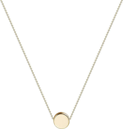 Tiny Dot Pendant Necklace,Dainty 14K Gold Plated Sterling Silver round Dot Circle CZ Choker Necklace Jewelry Gift for Women Gold-dot