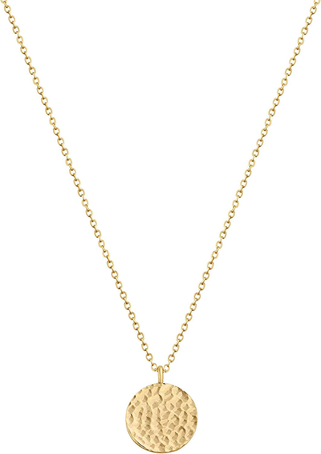 Tiny Dot Pendant Necklace,Dainty 14K Gold Plated Sterling Silver round Dot Circle CZ Choker Necklace Jewelry Gift for Women Gold-full moon