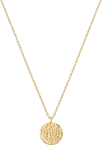 Tiny Dot Pendant Necklace,Dainty 14K Gold Plated Sterling Silver round Dot Circle CZ Choker Necklace Jewelry Gift for Women Gold-full moon