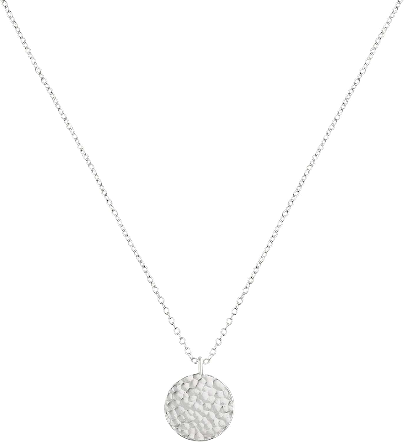 Tiny Dot Pendant Necklace,Dainty 14K Gold Plated Sterling Silver round Dot Circle CZ Choker Necklace Jewelry Gift for Women Sliver-full moon