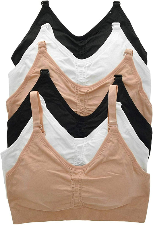 Tobeinstyle Women'S Wire-Free Seamless Bra W/Adjustable Closure Basic (6 Pack) / Small-Medium
