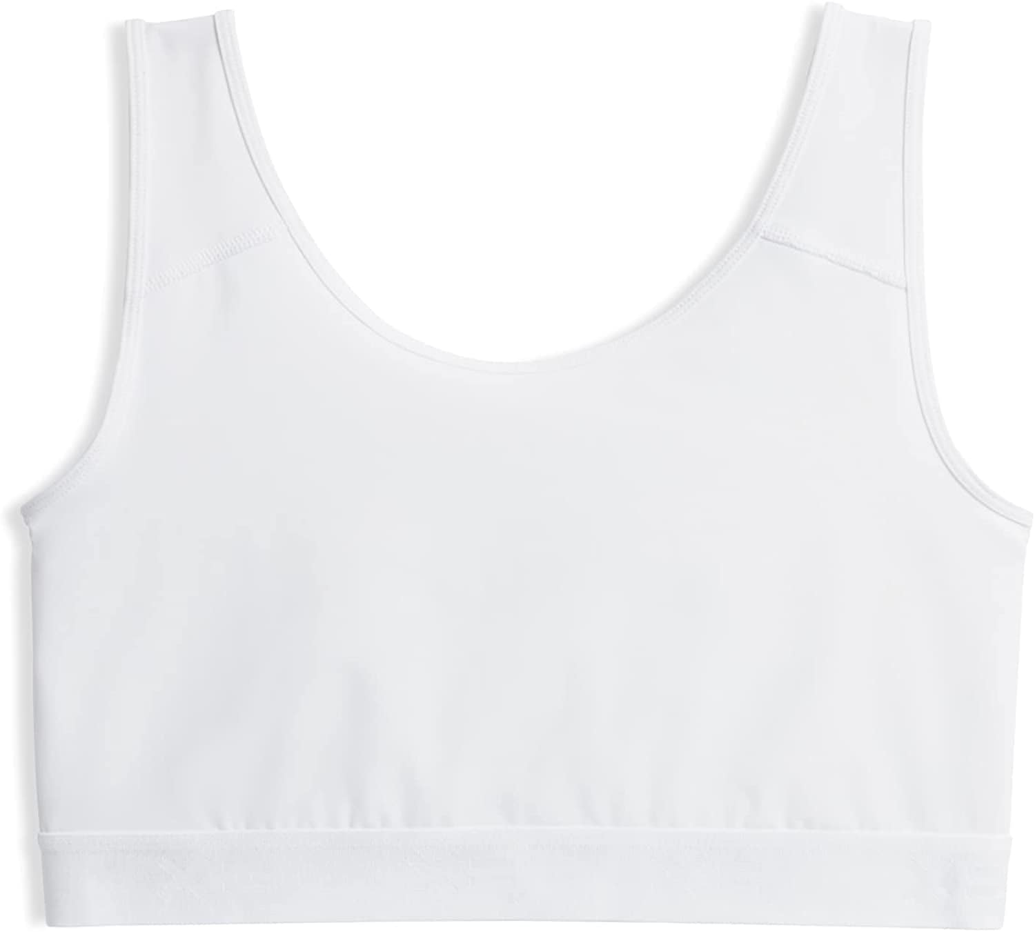 Tomboyx Compression Bra, Chest Binder Alternative, Wireless Full Coverage Medium Support Top, Athletic Sports Bra, (XS-6X) White / Small