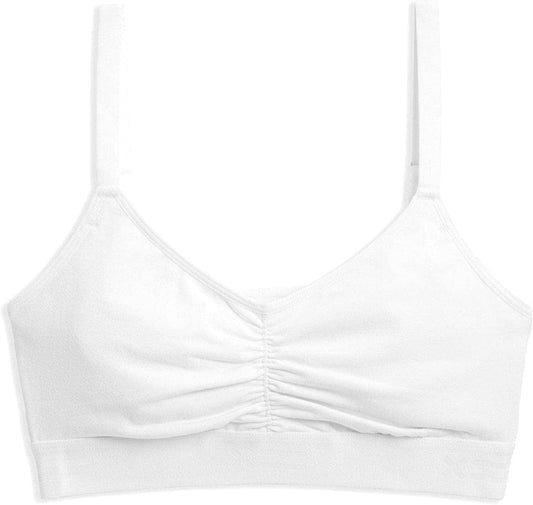 Tomboyx V-Neck Bralette, Cotton Bra for Women, Adjustable Straps Wireless No-Padding Low-Impact, (XS-4X) X=white / Large