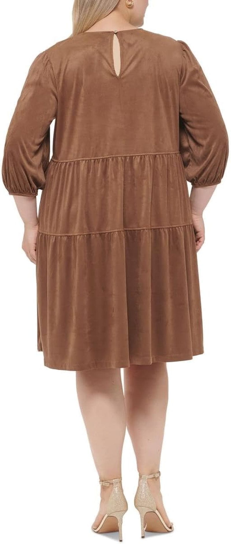 Tommy Hilfiger Womens plus Faux Suede Midi Shift Dress