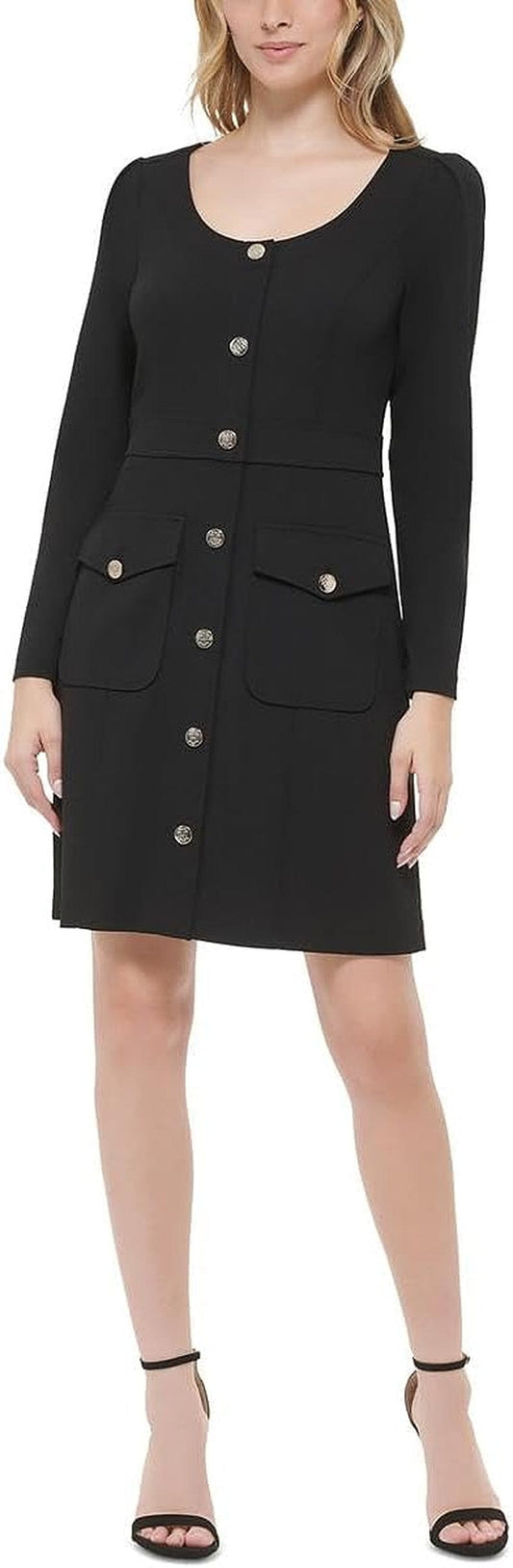 Tommy Hilfiger Womens Scuba 3/4 Sleeve Fit & Flare Dress