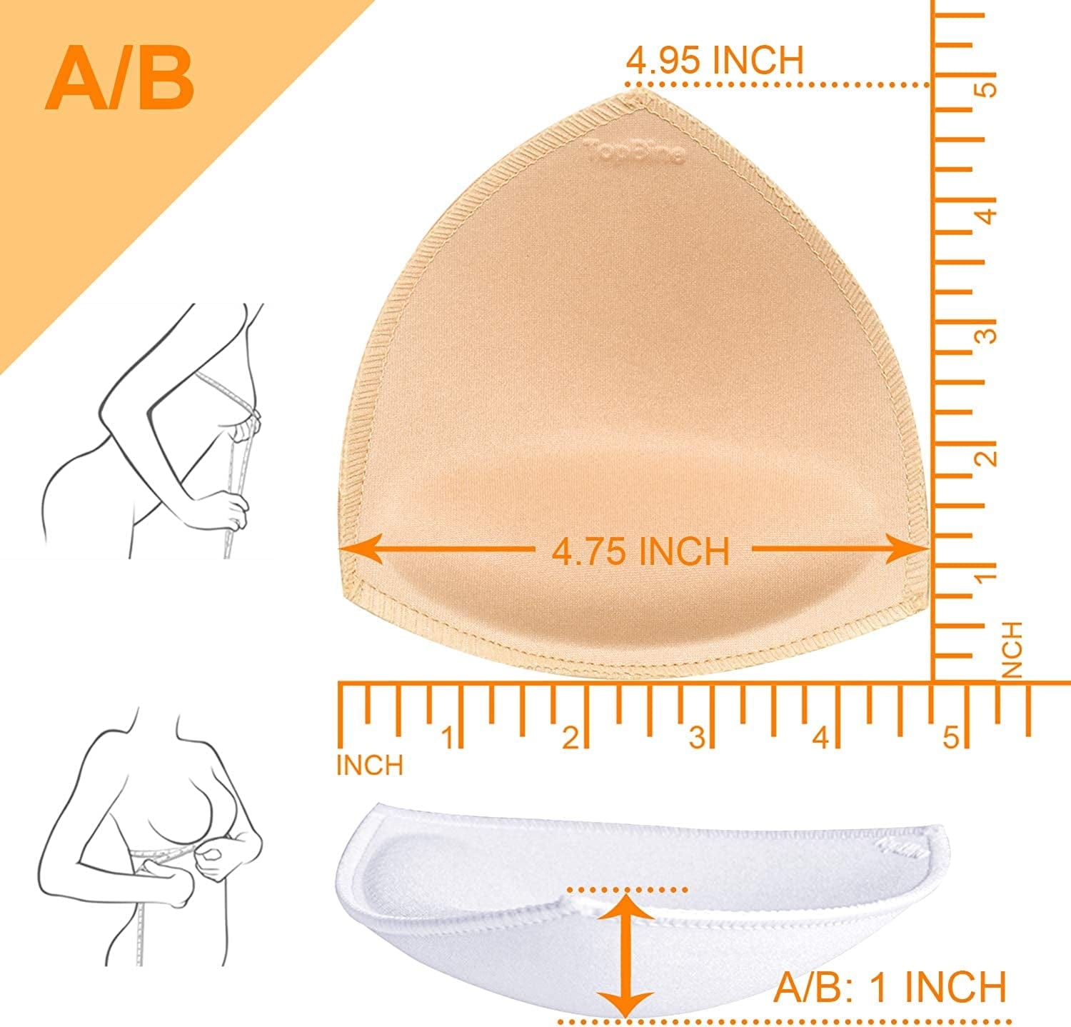 Topbine Removable Bra Pads Inserts Women'S Comfy Sports Cups Bra Insert for Bikini Top Swimsuit