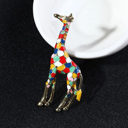 Travet Colorful Enamel Giraffe Brooch Pin Giraffe Enamel Lapel Pin for Clothes Bag Scarf Hat Colorful Giraffe / 1 Pc