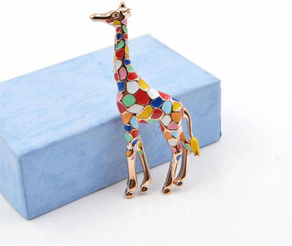 Travet Colorful Enamel Giraffe Brooch Pin Giraffe Enamel Lapel Pin for Clothes Bag Scarf Hat Colorful Giraffe / 1 Pc