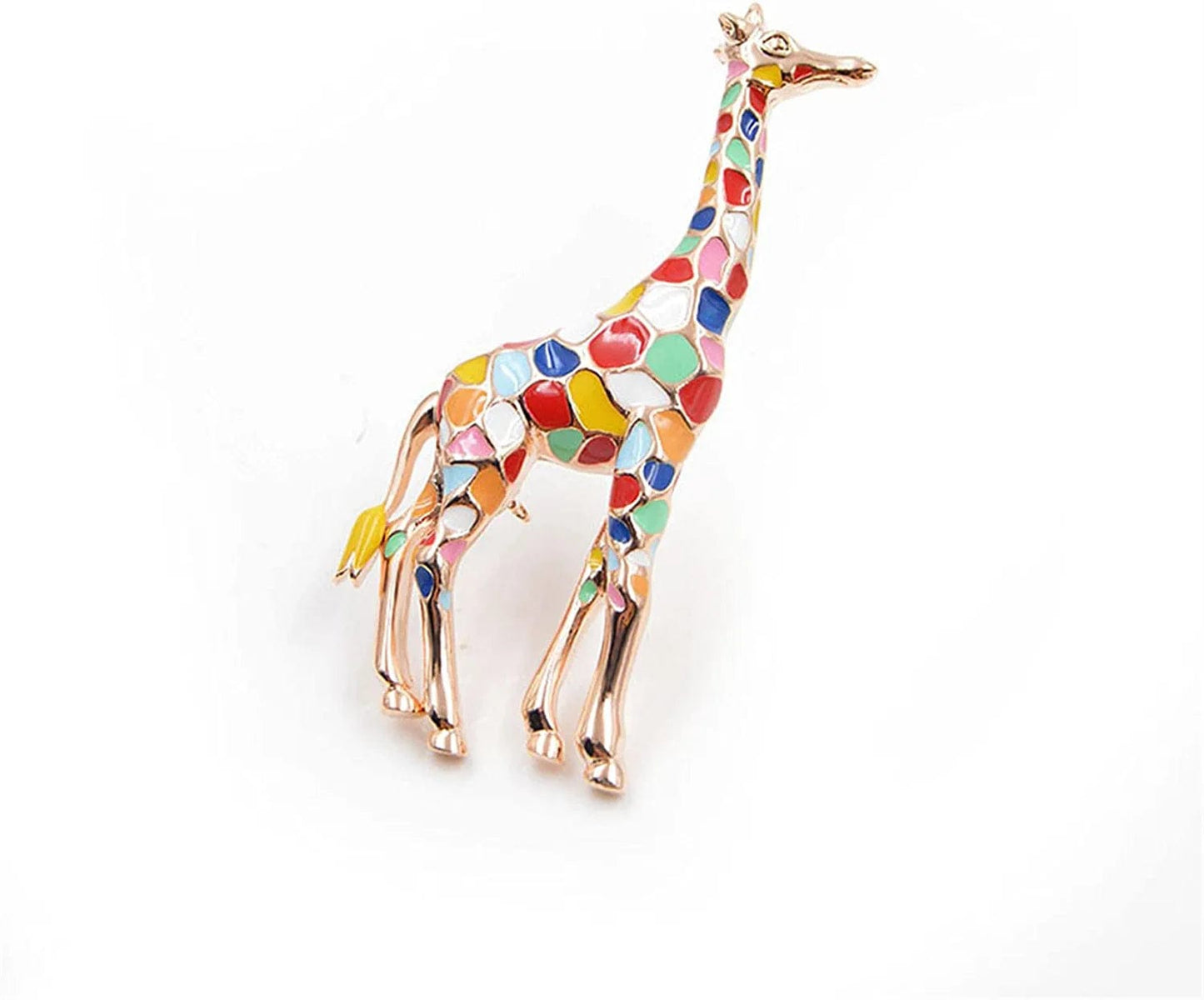 Travet Colorful Enamel Giraffe Brooch Pin Giraffe Enamel Lapel Pin for Clothes Bag Scarf Hat Colorful Giraffe / 1 Pc
