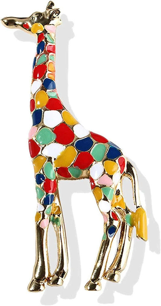 Travet Colorful Enamel Giraffe Brooch Pin Giraffe Enamel Lapel Pin for Clothes Bag Scarf Hat Colorful Giraffe / 1 Pc