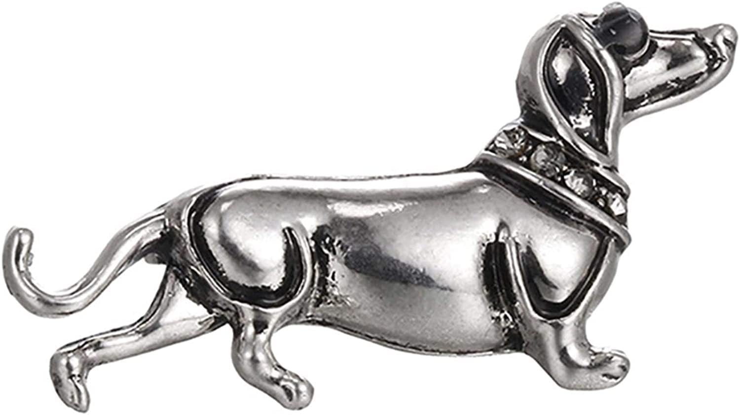 Travet White Black Dachshund Dog Brooch Pin Rhinestone Dachshund Dog Lapel Pin for Clothes Scarves Bags White / 1 Pc