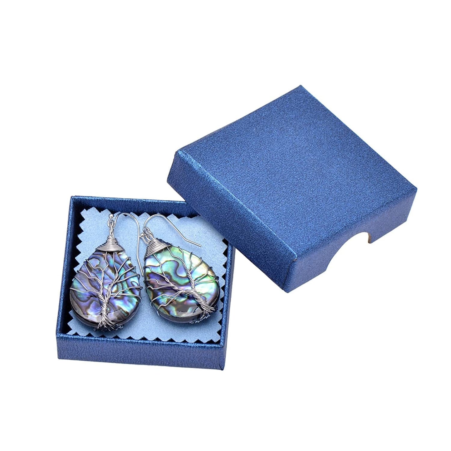 Tree of Life Hand Wrapped Sea Abalone Shell Earrings for Women, French Wire Antiqued Copper