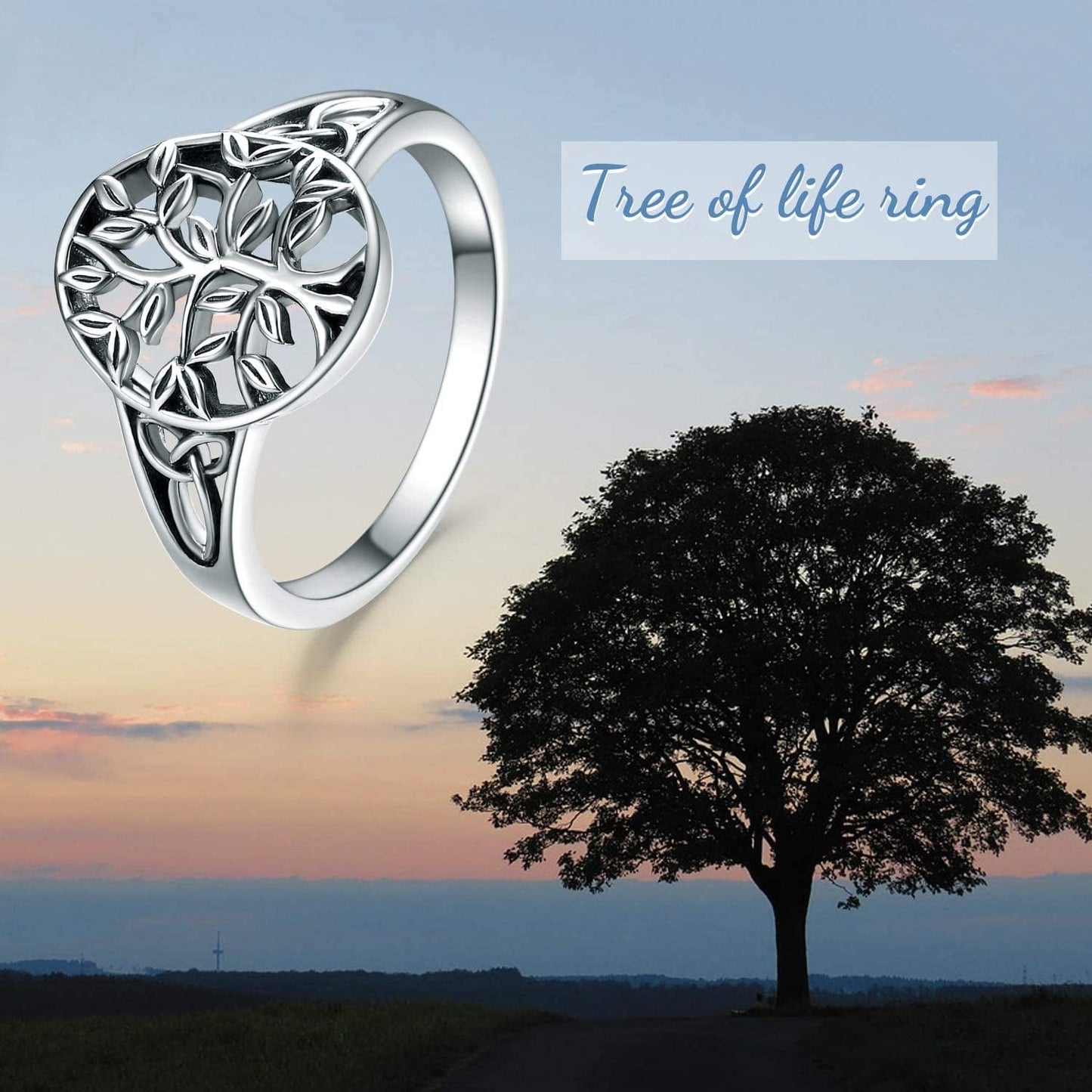 Tree of Life Ring for Her 925 Sterling Silver Tree of Life Rings for Women Girls Celtic Ring Jewelry Birthday Gifts