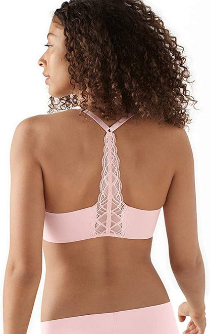 True & Co Women'S True Body Triangle Lace Racerback Bra Retro Pink / Standard Cup / S (32C-D,34A-B)