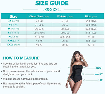 Tummy Control Swimwear Strapless One Piece Swimsuit Ruched Bathing Suits for Women Slimming Bandeau Tube Top Bikini