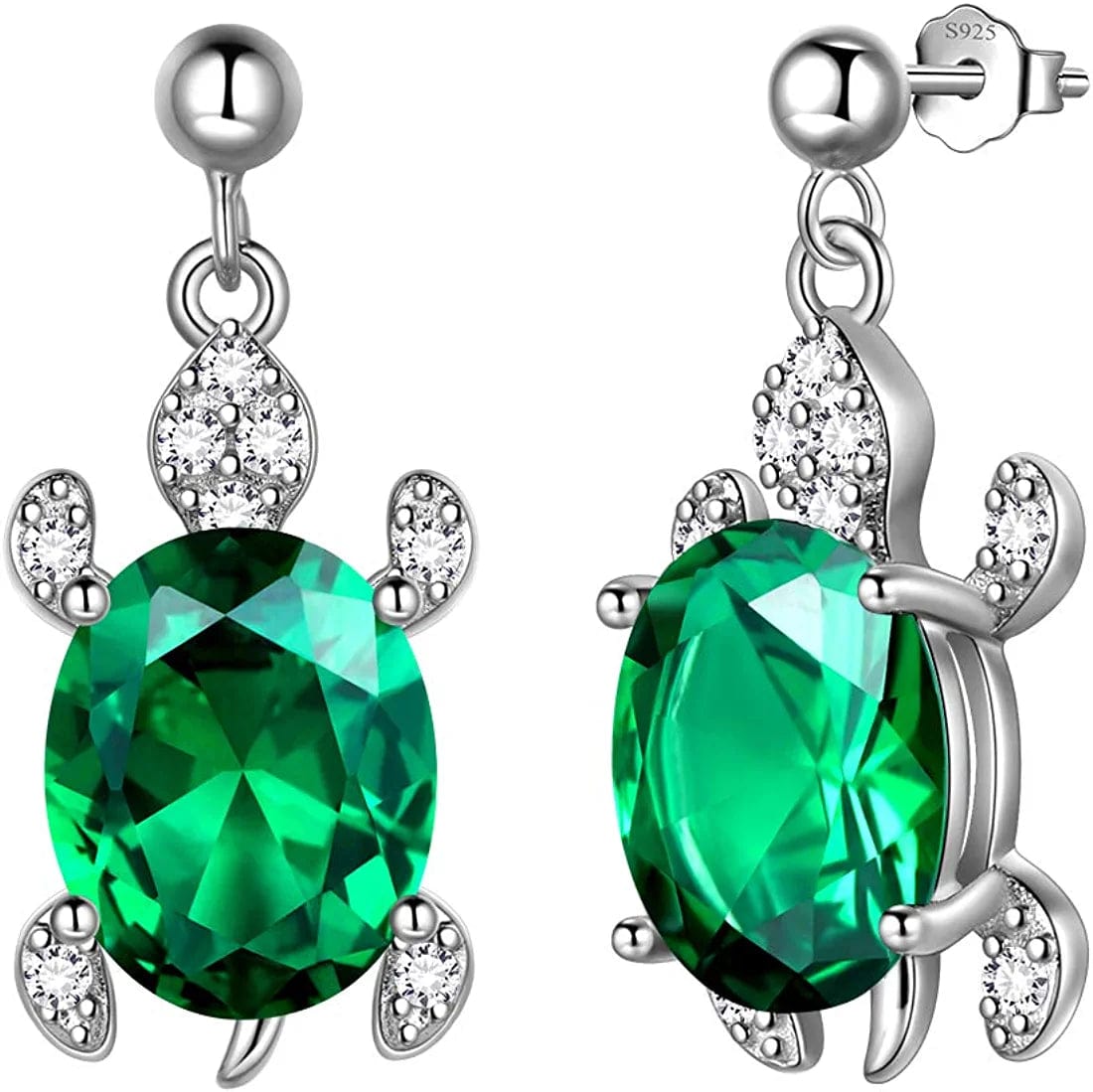 Tutrle Jewelry 925 Sterling Silver Women Sea Animal Turtle Necklace/Earring/Ring/Bracelet Crystal Cubic Zirconia Jewelry Green / Silver