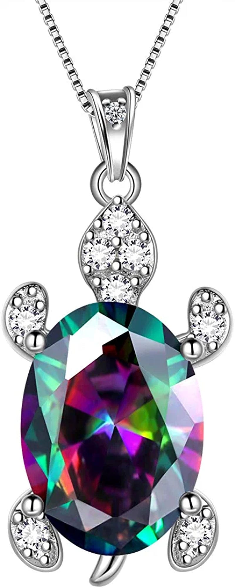 Tutrle Jewelry 925 Sterling Silver Women Sea Animal Turtle Necklace/Earring/Ring/Bracelet Crystal Cubic Zirconia Jewelry fire-topaz / necklace