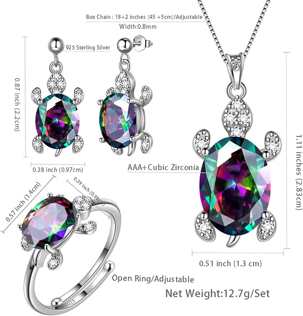Tutrle Jewelry 925 Sterling Silver Women Sea Animal Turtle Necklace/Earring/Ring/Bracelet Crystal Cubic Zirconia Jewelry