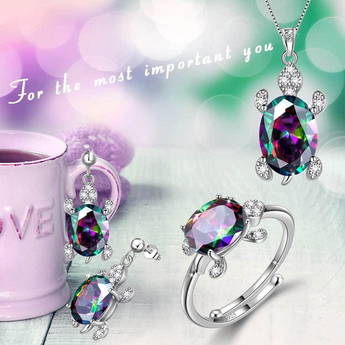 Tutrle Jewelry 925 Sterling Silver Women Sea Animal Turtle Necklace/Earring/Ring/Bracelet Crystal Cubic Zirconia Jewelry
