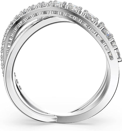 Twist Crystal Ring Jewelry Collection, Rhodium Tone Finish