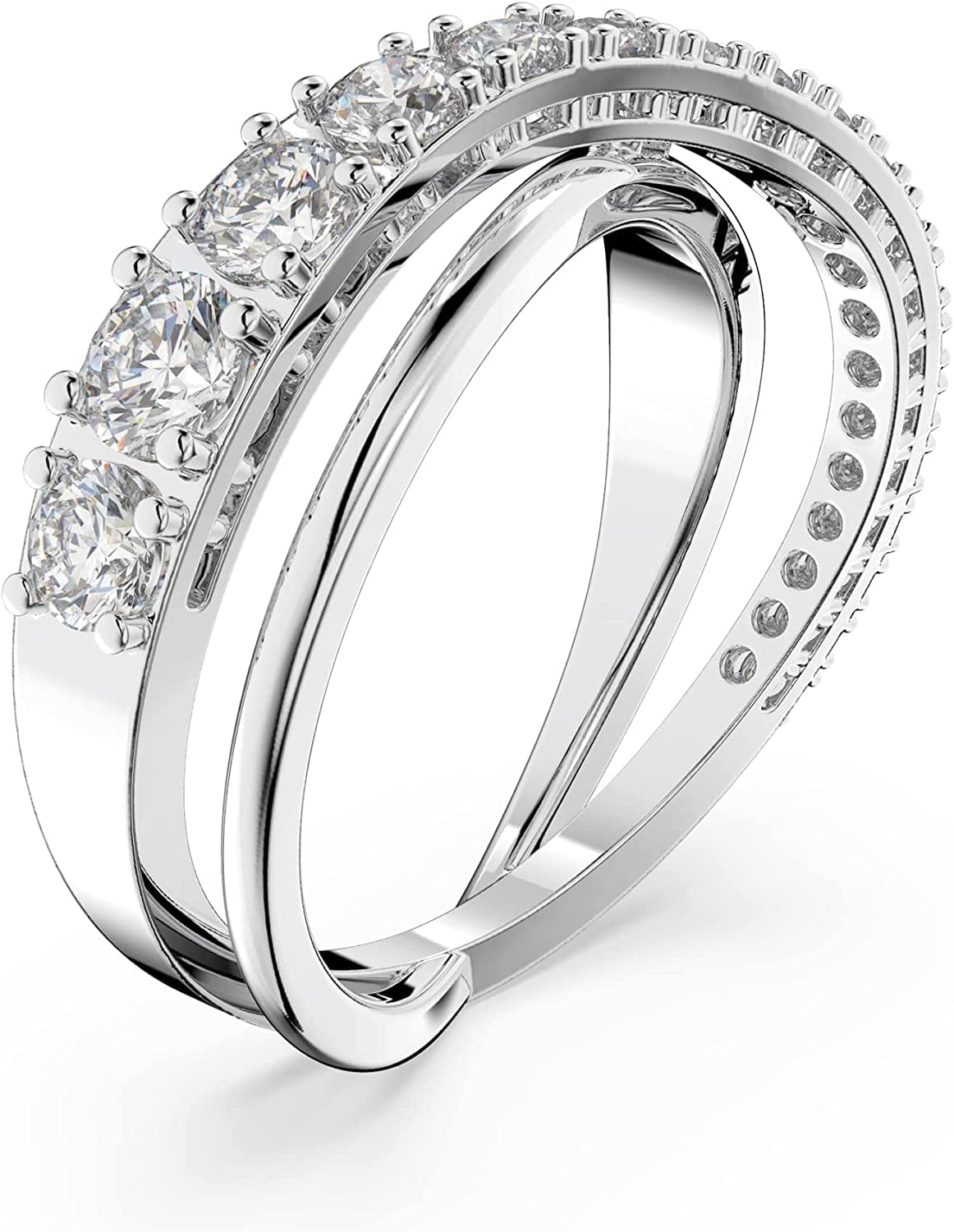 Twist Crystal Ring Jewelry Collection, Rhodium Tone Finish