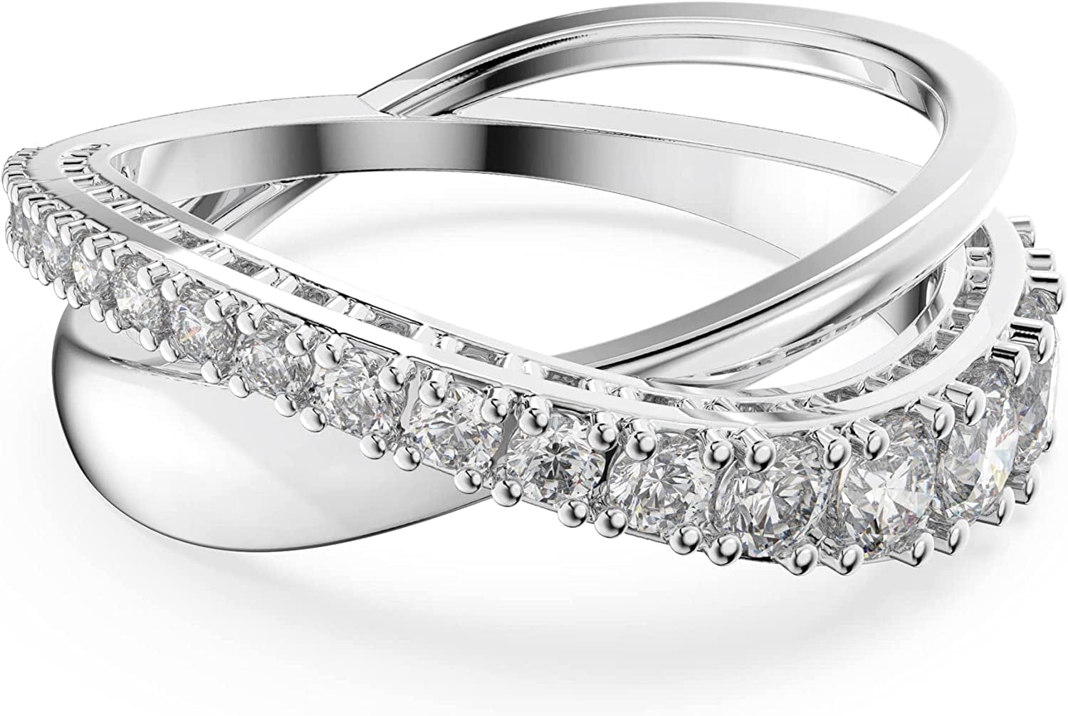 Twist Crystal Ring Jewelry Collection, Rhodium Tone Finish US 5/EU 50