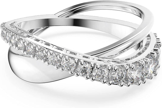 Twist Crystal Ring Jewelry Collection, Rhodium Tone Finish US 5/EU 50