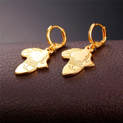 U7 Ancient Egypt Africa Jewelry Platinum 18K Gold Plated Ankh Cross Pendant, Africa Map Necklace, Pharaoh Pendants with Chain
