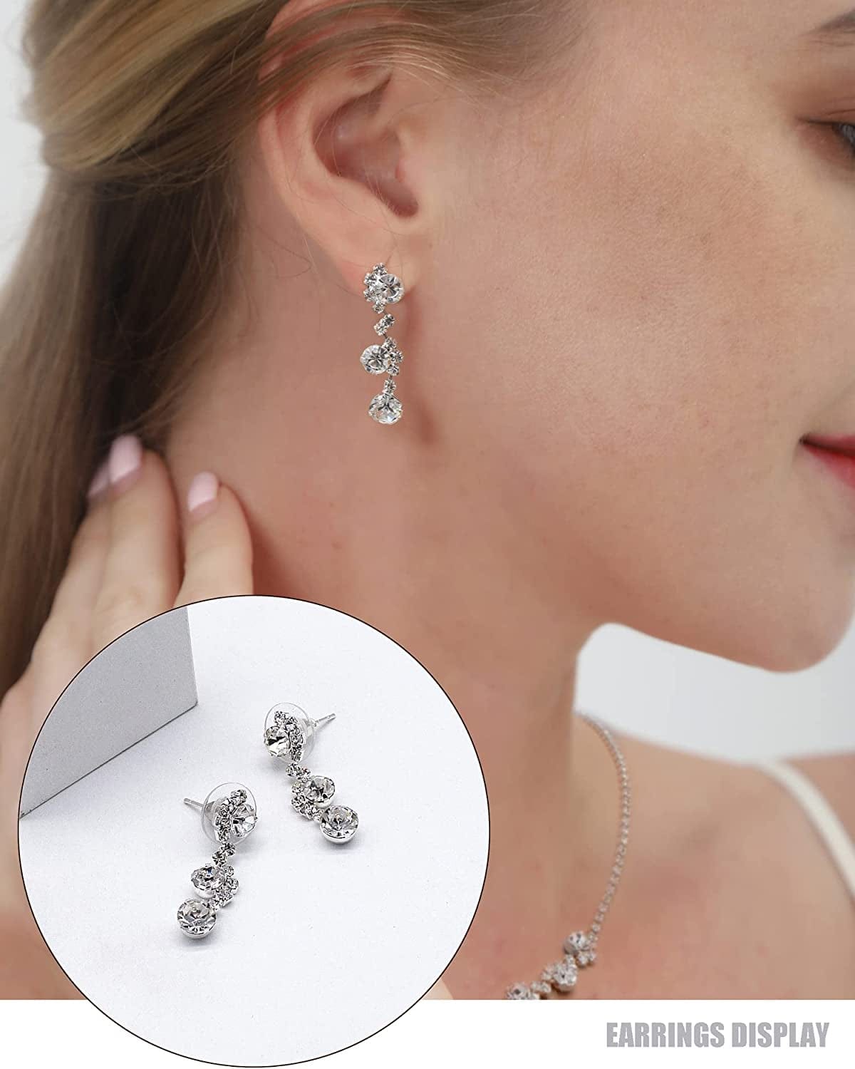 UDORA Crystal Rhinestone Necklace Earrings Bracelet Jewelry Set Wedding Prom