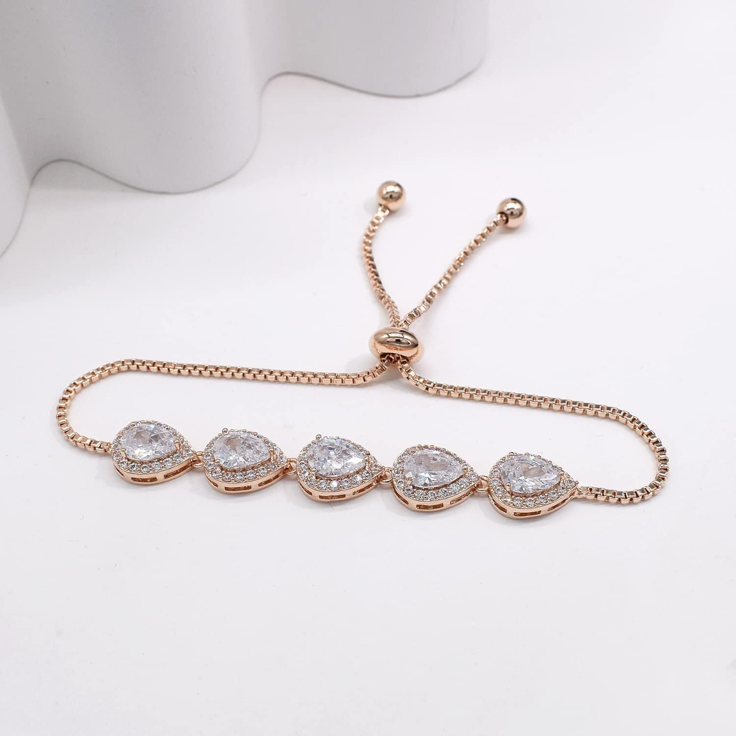 UDORA Zirconia Teardrop Necklace Earrings Bracelet Jewelry Set Wedding Party Prom