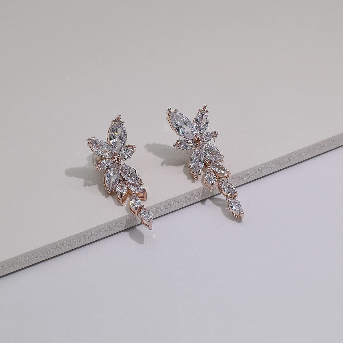 UDYLGOON Women Bridal Bridesmaid Jewelry Set for Bride Wedding Zirconia Crystal Earrings Bracelet Set