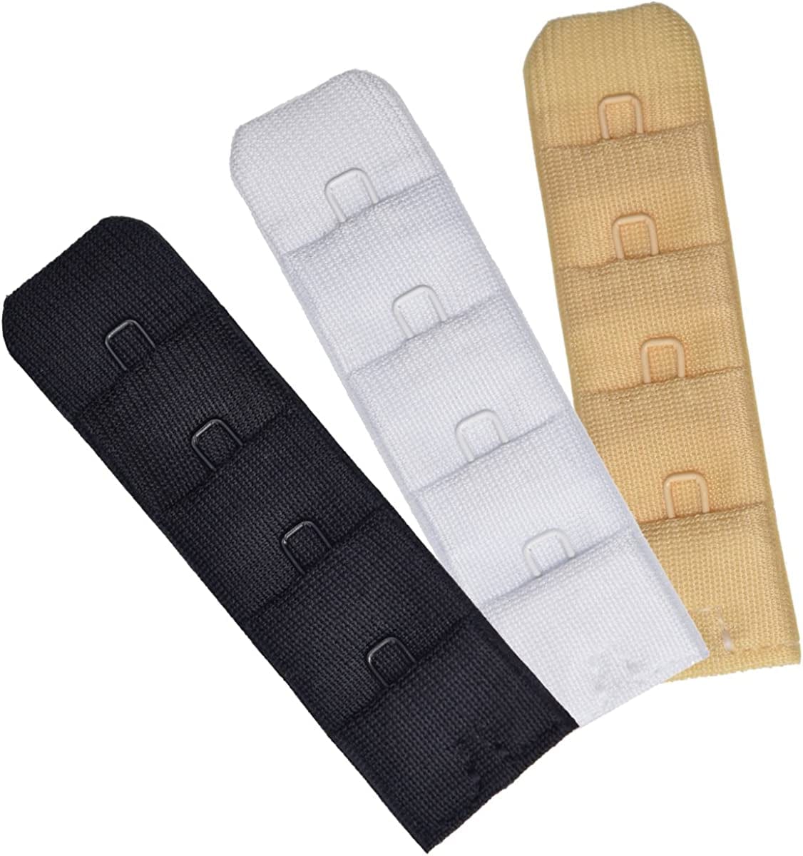 Ultra Soft Bra Extender Band Breathing Room 4 Rows Hook & Eye Extension Strap 1 Hook (3pcs/Pack)