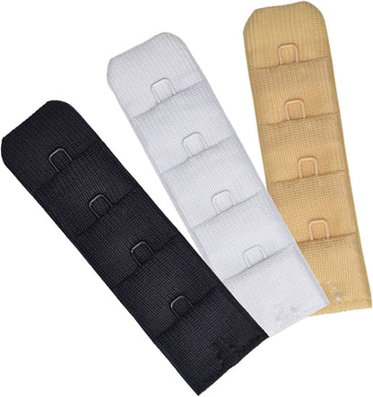 Ultra Soft Bra Extender Band Breathing Room 4 Rows Hook & Eye Extension Strap 1 Hook (3pcs/Pack)