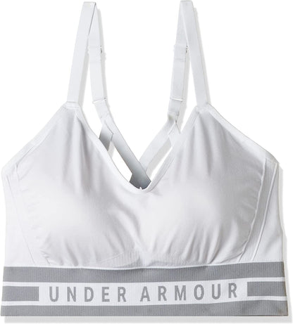 Under Armour Women'S Seamless Longline Sports Bra White (100)/Steel / X-Small