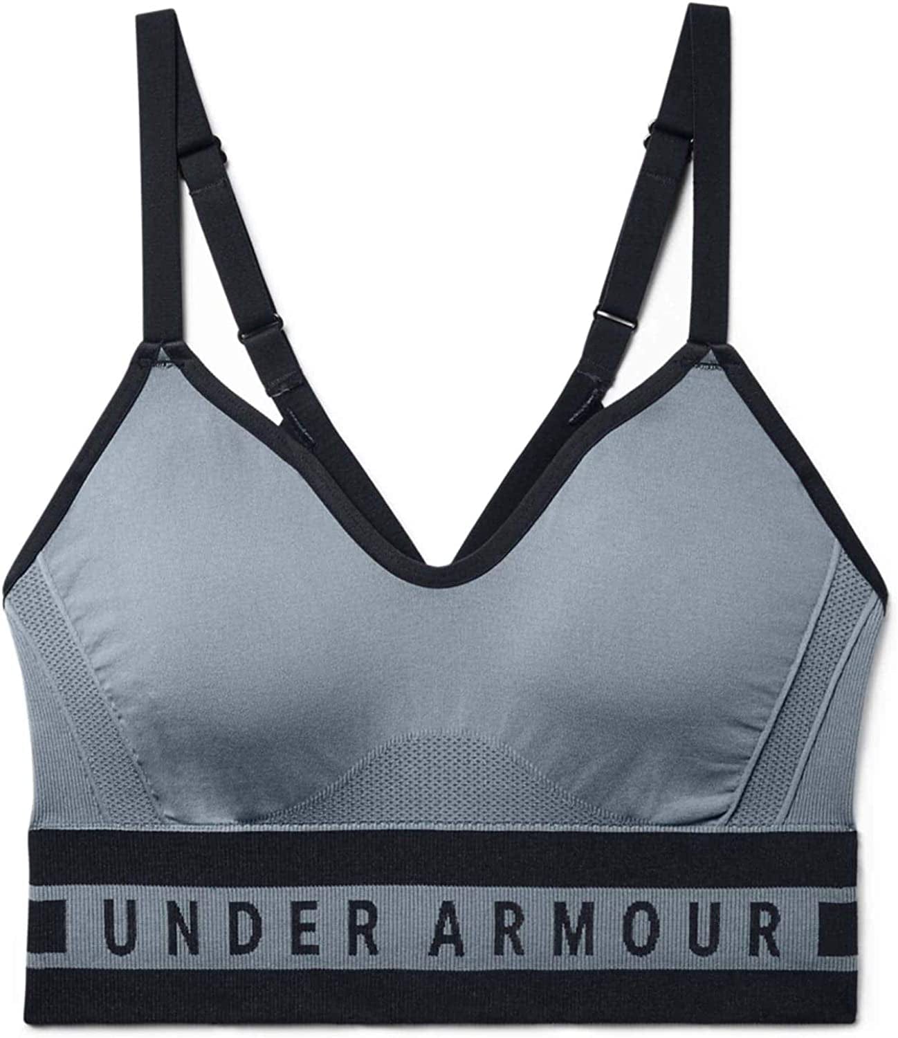 Under Armour Women'S Seamless Longline Sports Bra Hushed Turquoise (396)/Black / X-Small