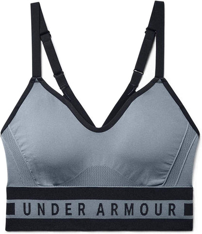 Under Armour Women'S Seamless Longline Sports Bra Hushed Turquoise (396)/Black / X-Small