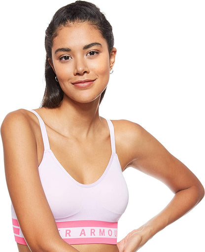 Under Armour Women'S Seamless Longline Sports Bra Purple Ace (543)/Mojo Pink / Small