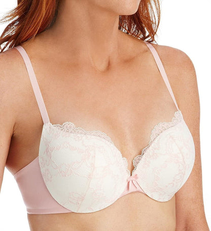 Underwire Demi Bra, Best Push-Up Bra with Wonderbra Technology, Smoothing Lace-Trim Bra with Push-Up Cups Ivory/Gentle Peach / (34) A