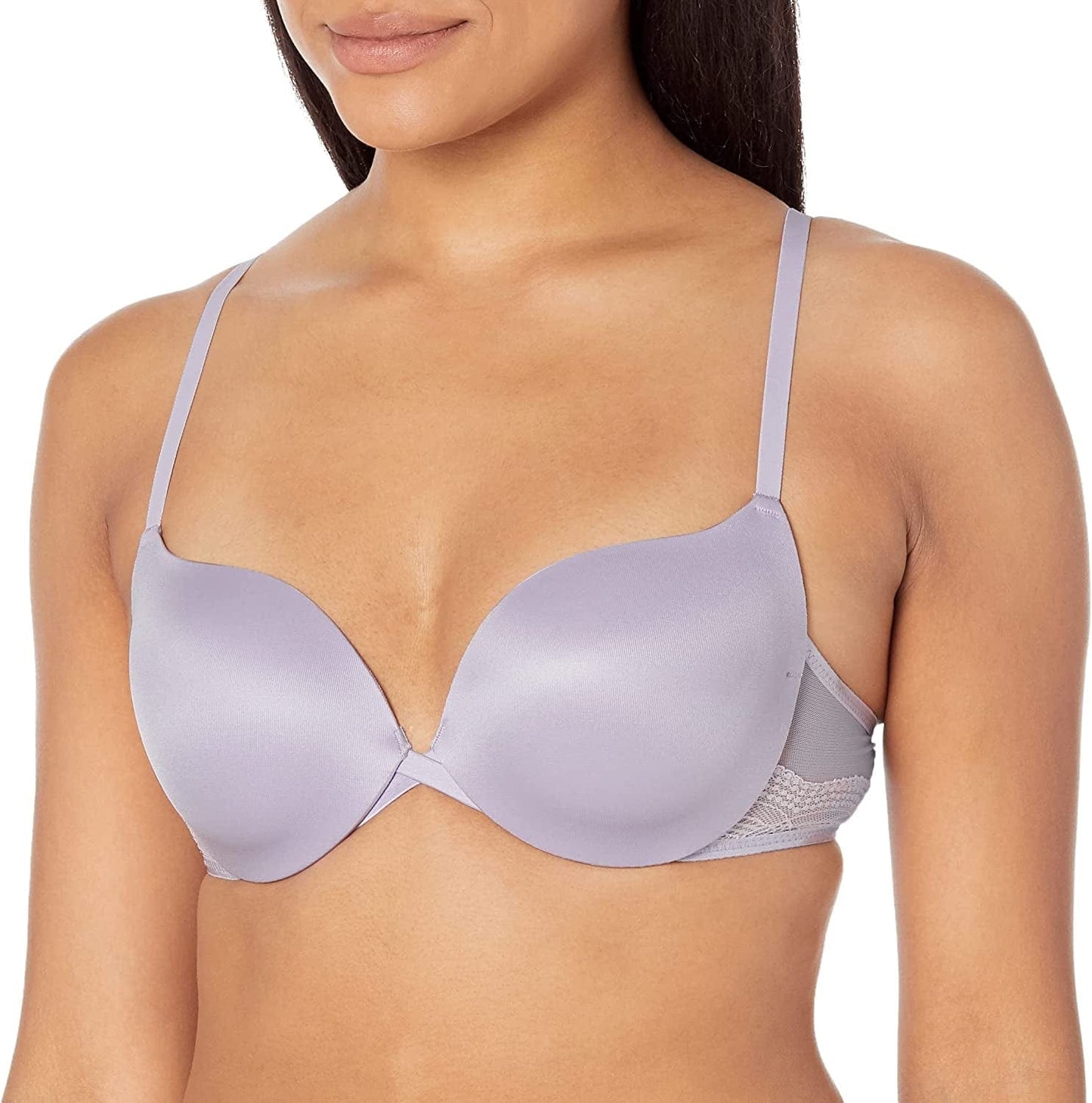 Underwire Demi Bra, Best Push-Up Bra with Wonderbra Technology, Smoothing Lace-Trim Bra with Push-Up Cups Urban Lilac/Lilac Meringue / 34B