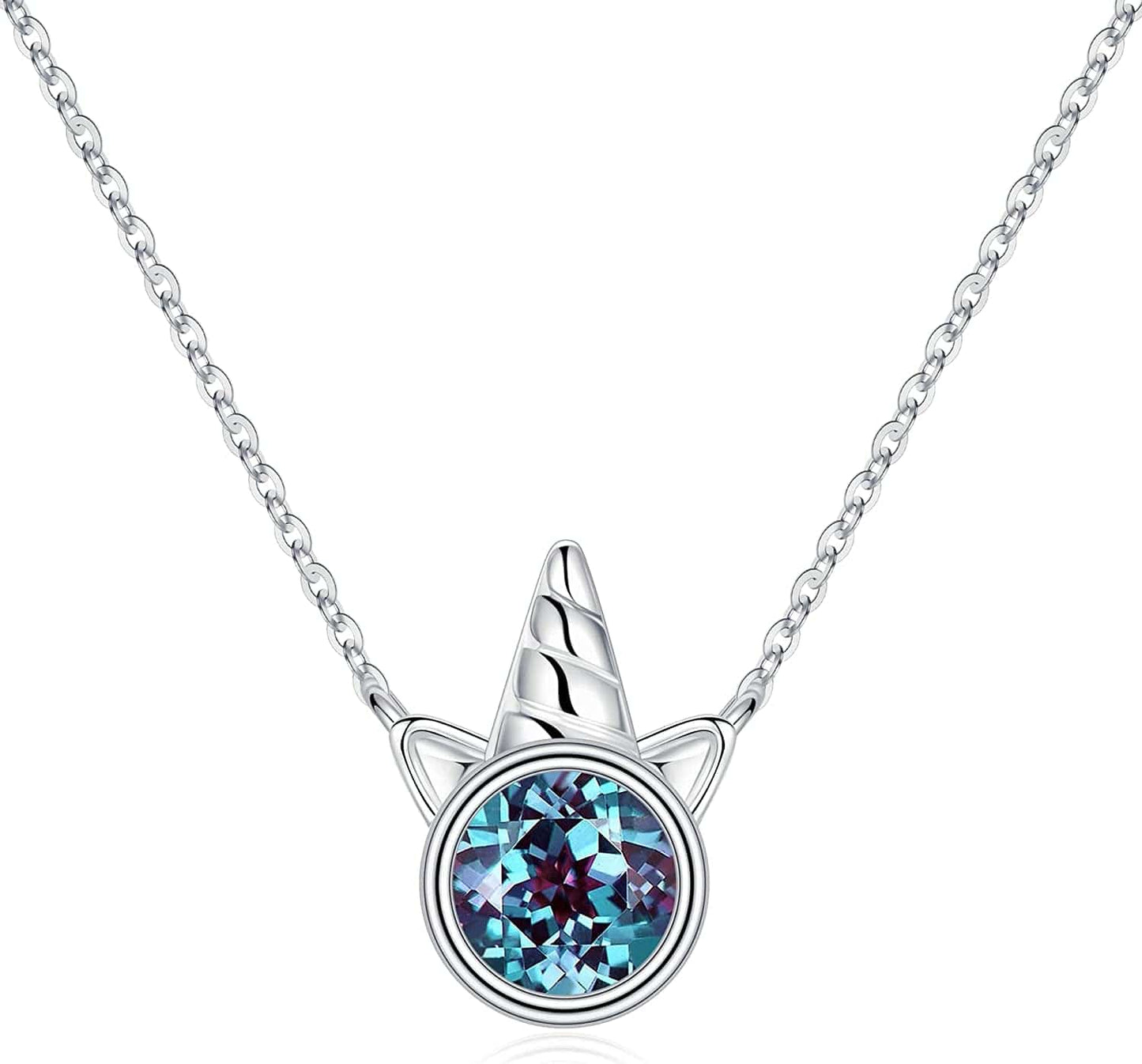 Unicorns Gifts for Girls, S925 Sterling Silver Unicorn Necklace for Girls Unicorn Gifts Dainty Unicorn Birthstone Pendant Necklace Unicorn Jewelry for Teen Girls Unicorns Gifts for Girls Silver / 06 Jun - Alexandrite