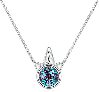 Unicorns Gifts for Girls, S925 Sterling Silver Unicorn Necklace for Girls Unicorn Gifts Dainty Unicorn Birthstone Pendant Necklace Unicorn Jewelry for Teen Girls Unicorns Gifts for Girls Silver / 06 Jun - Alexandrite