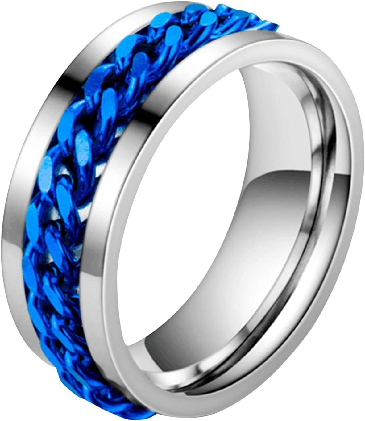 Unisex Beer Ring Bottle Opener Set Chain Rotation Ring Titanium Ring Finger Band for Women Men Jewelry Gift Christmas, Silver Blue / 10