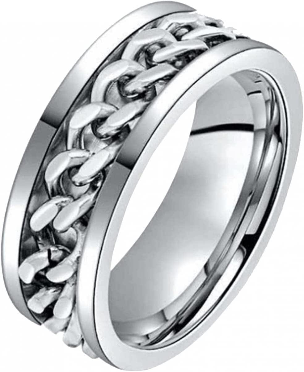 Unisex Beer Ring Bottle Opener Set Chain Rotation Ring Titanium Ring Finger Band for Women Men Jewelry Gift Christmas, Silver Silver / 13