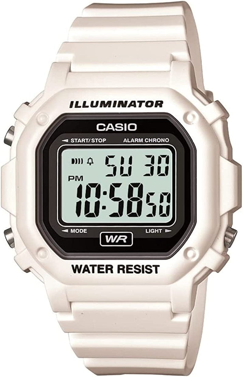 Unisex F-108WH-1ACF Big Square Digital Display Quartz Black Watch White