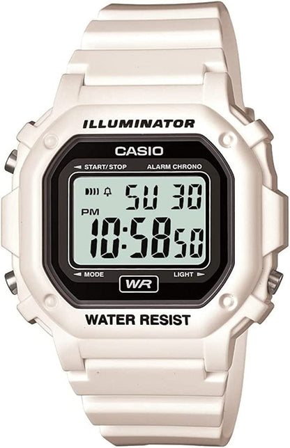 Unisex F-108WH-1ACF Big Square Digital Display Quartz Black Watch White