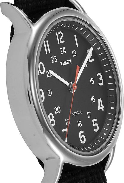 Unisex T2N647 Weekender 38Mm Black Nylon Slip-Thru Strap Watch