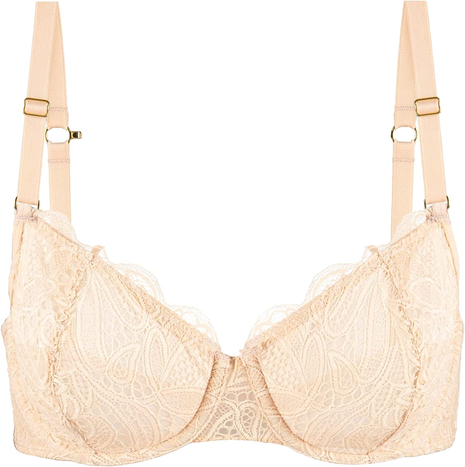 Unlined Lace Bra - Convertible Racerback Bra with Unlined Lace, Sexy Bra for Women, Everyday Bras for Women Toasted Almond / 38C