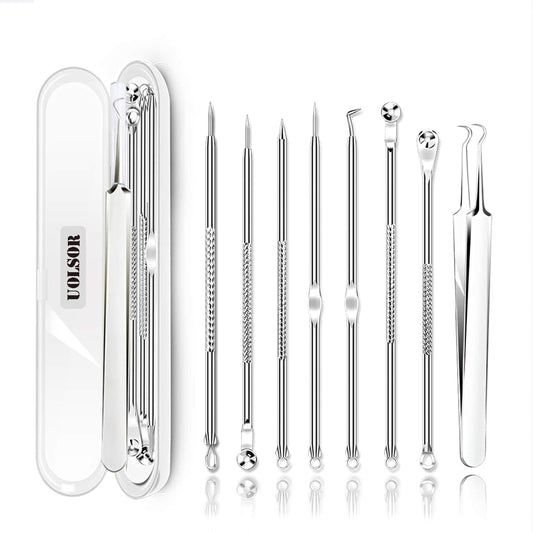 [Upgraded] 8PCS Blackhead Remover, Pimple Tool Kit, Acne Tools, Comedone Extractor, Blemish Whitehead Removal, Professional Curved Tweezers Kits, Premium Stainless Steel Health & Beauty > Personal Care > Cosmetics > Cosmetic Tools > Skin Care Tools Mroobest   