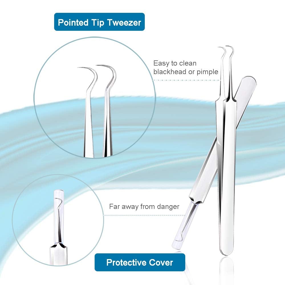 [Upgraded] 8PCS Blackhead Remover, Pimple Tool Kit, Acne Tools, Comedone Extractor, Blemish Whitehead Removal, Professional Curved Tweezers Kits, Premium Stainless Steel Health & Beauty > Personal Care > Cosmetics > Cosmetic Tools > Skin Care Tools Mroobest   