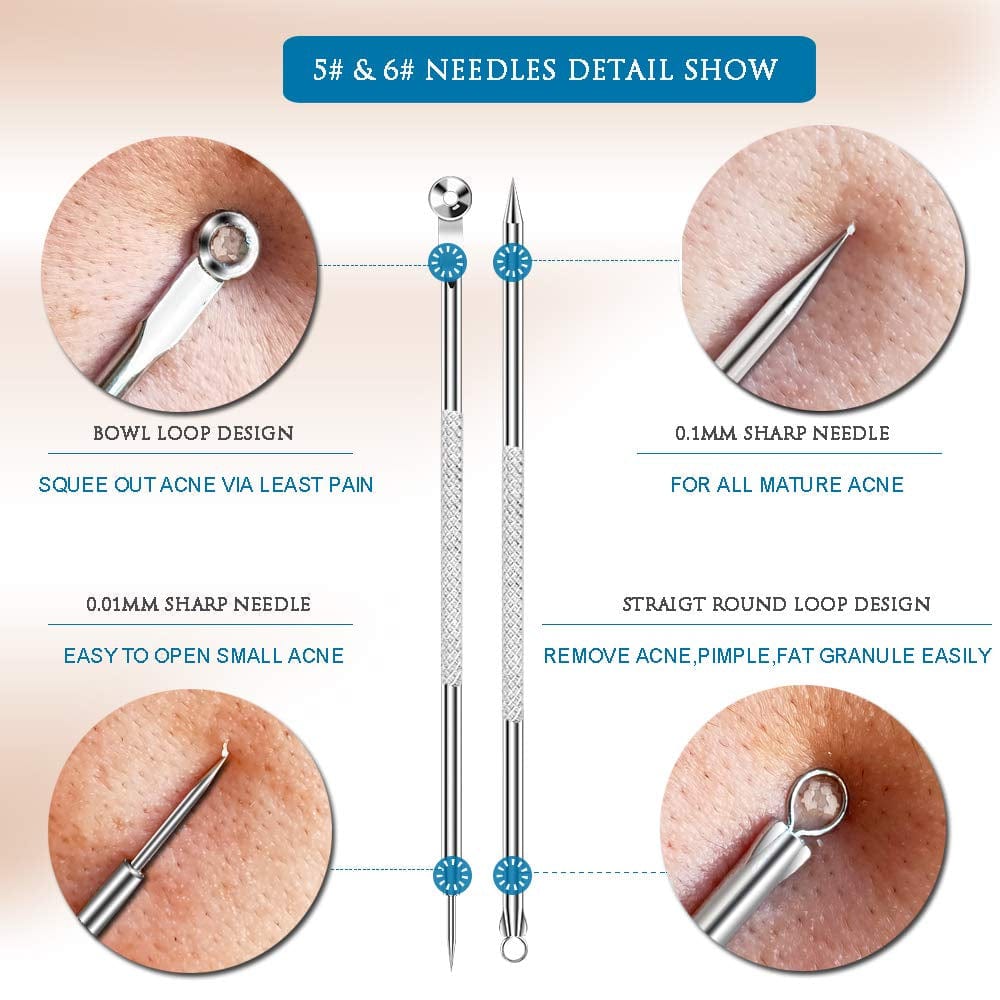 [Upgraded] 8PCS Blackhead Remover, Pimple Tool Kit, Acne Tools, Comedone Extractor, Blemish Whitehead Removal, Professional Curved Tweezers Kits, Premium Stainless Steel Health & Beauty > Personal Care > Cosmetics > Cosmetic Tools > Skin Care Tools Mroobest   